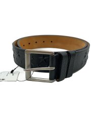 スターエンポス加工レザーベルト/レザー/BLK/無地/メンズ