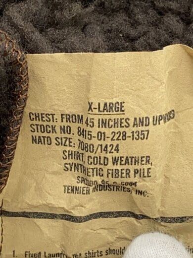 商品画像：フリースジャケット/90s/パイルフリースベアジャケ/XL/--/BRW/無地/8415-01-228-13 3