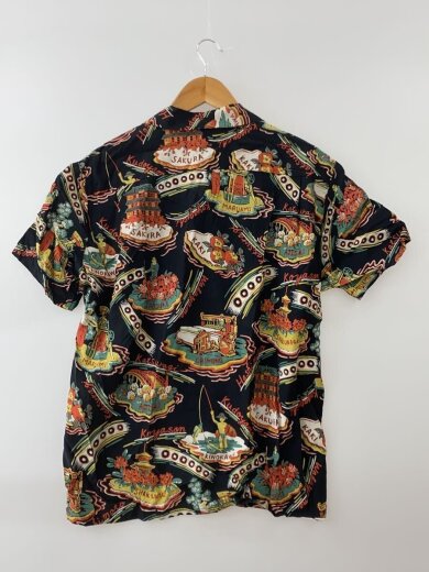 商品画像：アロハシャツ/XL/レーヨン/BLK/総柄/ink-001/オープンカラー// 2
