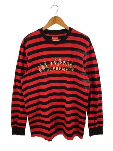 商品画像：長袖Tシャツ/L/コットン/RED/ボーダー 1