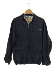 ジャケット/L/コットン/BLK/ストライプ