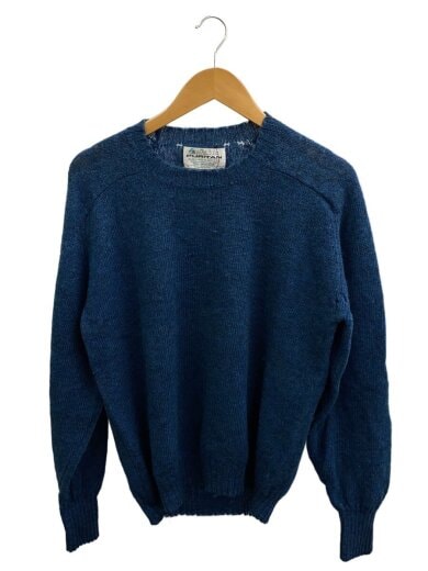商品画像：ニット・セーター(厚手)/L/ウール/BLU/無地/70s/ほつれ、リペア有 1