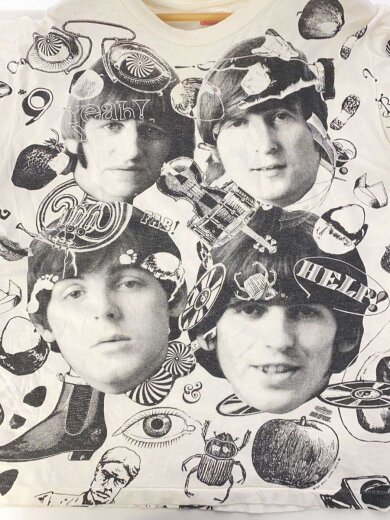 商品画像：Tシャツ/XL/コットン/WHT/総柄/90s/Beatles/汚れ有 7