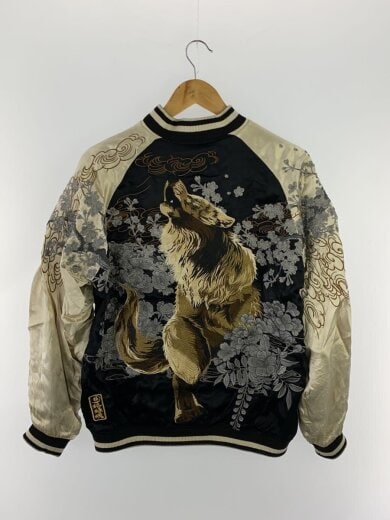 商品画像：スカジャン/XL/レーヨン/BLK/211055/リバーシブル/狼 2