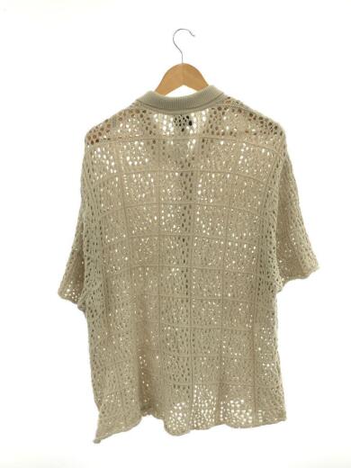 画像：STUSSY22SS/半袖シャツ/XL/コットン/クリーム/5ゲージ/ショートスリーブ/クロシェニット/1171272