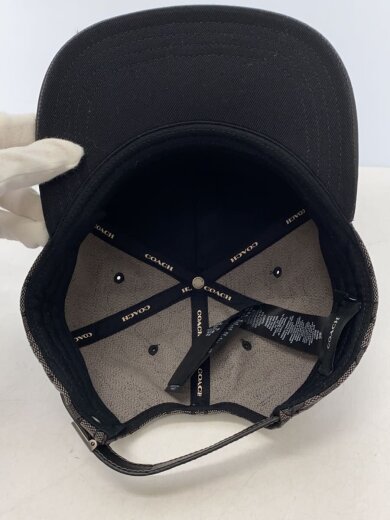 商品画像：キャップ/L/コットン/GRY/メンズ/CH408/シグネチャーフラットレザーブリムベースボールキャップ 4