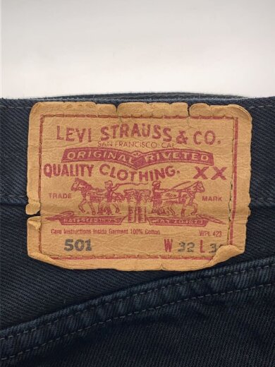 商品画像：ユーロ/501/後染/ストレートパンツ/32/デニム/ブラック/裾ダメージ 4