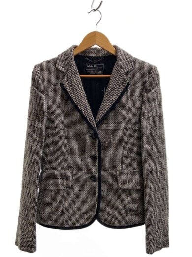 商品画像：イタリア製/テーラードジャケット/44/シルク/グレー/チェック 1