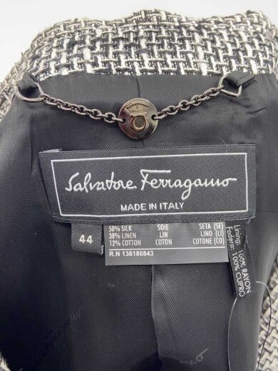 商品画像：イタリア製/テーラードジャケット/44/シルク/グレー/チェック 3