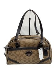 ショルダーバッグ_ヘリテージ_シグネチャー_ダークブラウンレザー/--/BEG/総柄