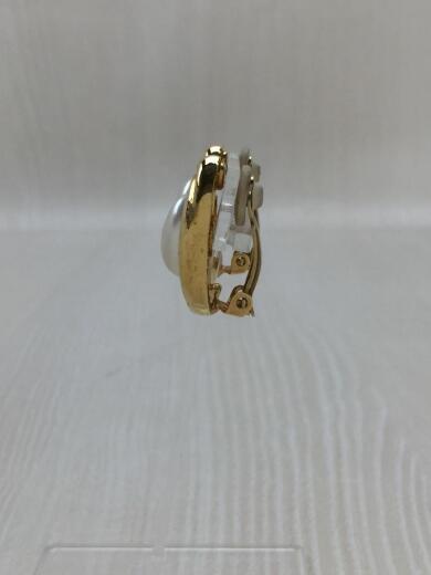画像：CELINEしずく型/ロゴ刻印/オールド/ゴールド/イヤリング/パール/GLD2