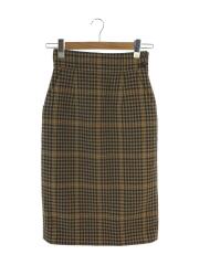 フロントスリット/サイドジップ/スカート/8/ウール/BRW/千鳥格子/08515/20185