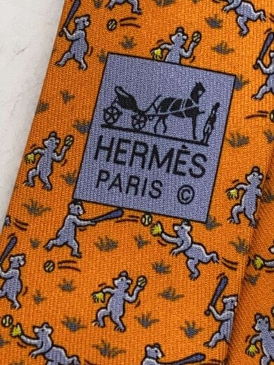 商品画像：熊/野球/ネクタイ/シルク/ORN/総柄/メンズ 4