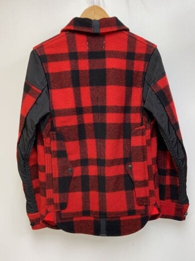 商品画像：ジャケット/S/ウール/RED/チェック/WF-J906/脇部分内側リペア有// 2