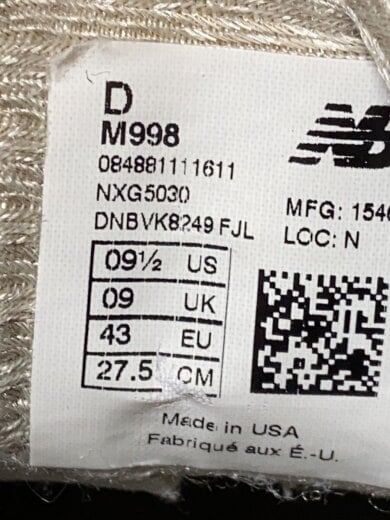 画像：NEW BALANCEローカットスニーカー/27.5cm/GRY/M998//5