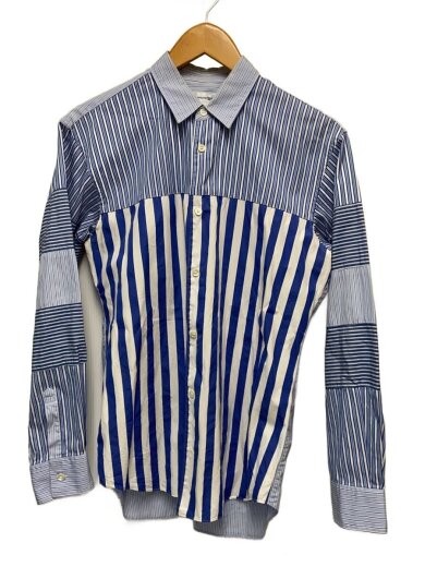 商品画像：長袖シャツ/S/コットン/BLU/ストライプ/S27041 1