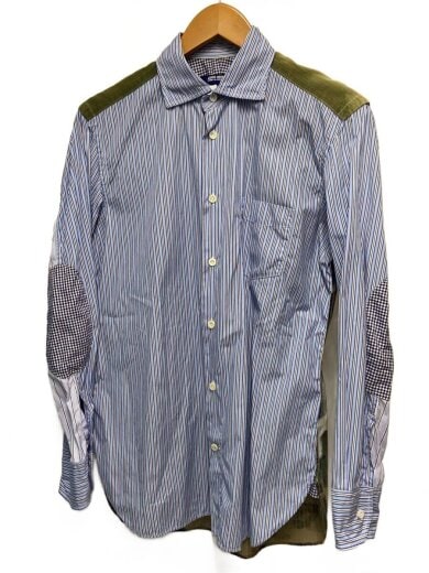 商品画像：長袖シャツ/S/コットン/BLU/ストライプ/WC-B003 1