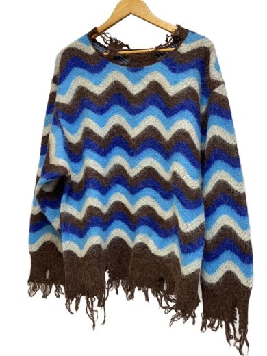 商品画像：ニット・セーター(厚手)/FREE/ナイロン/BLU/総柄/LM-25AW-KN01 1