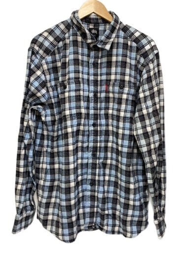 商品画像：ネルシャツ/XL/コットン/BLU/チェック/08010708 01// 1