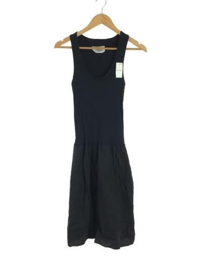 切替/ノースリーブワンピース/M/コットン/BLK/無地/32 XV033