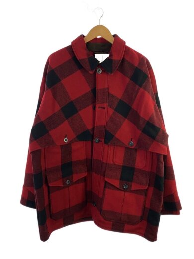 商品画像：カバーオール/L/ウール/RED/チェック/OFJTY6 1