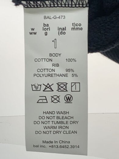 商品画像：スウェット/1/コットン/BLK/プリント/BAL-G-473 4