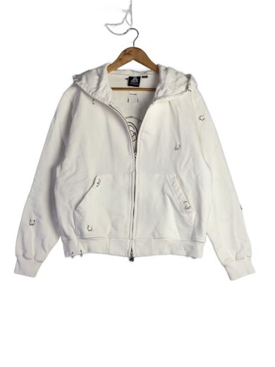 商品画像：ジップパーカー/L/コットン/WHT/総柄/161023 1