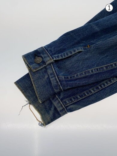 商品画像：60-70s/VT/70505/実寸40位/デニム/インディゴ/布ケアタグ/ダメージ有/ボタン 4