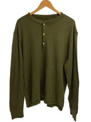 ヘンリーネックカットソー/XXL/コットン/カーキ/無地/782943935001/タグ付き/ダブルアール