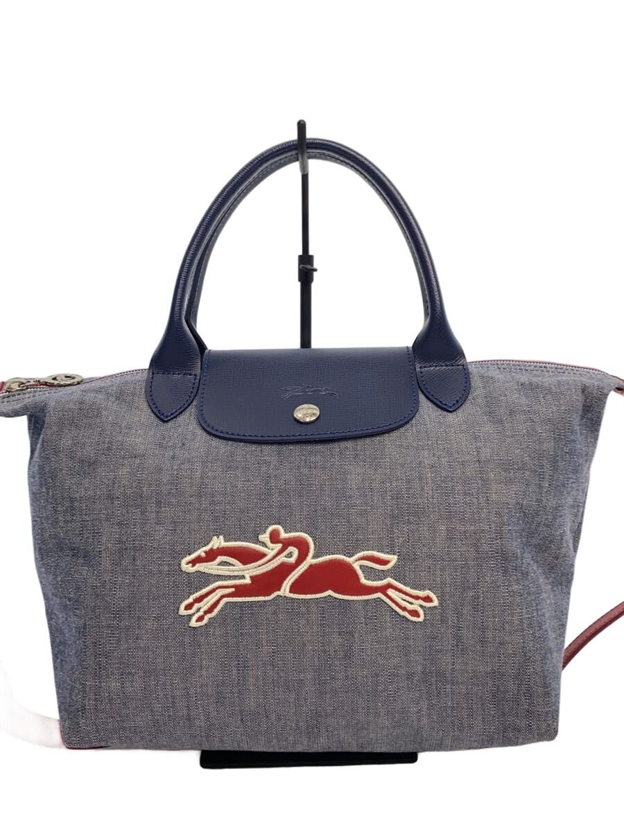 LONGCHAMP / ル・プリアージュオンザロード/ハンドバッグ/キャンバス/インディゴ/無地/15126