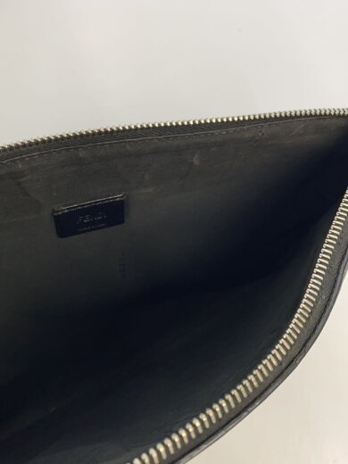 商品画像：loveボキャブラリー/クラッチバッグ/レザー/ブラック/総柄/ちぎれ、穴あき有り 6