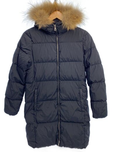 商品画像：ロングダウンジャケット/S/ナイロン/ブラック/無地/184-3511/汚れ、破れ有り 1