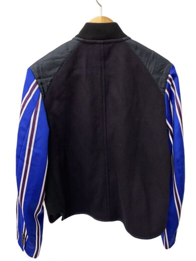 商品画像：スリーブ切替/ジップアップウールブルゾン/ジャケット/S/ウール/NVY// 2