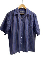 25SS/STRIPED OPEN COLLAR SHIRT S/S/M/コットン/NVY/25SS-WMS-OC04