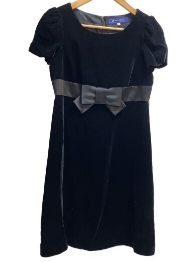 商品画像：半袖ワンピース/リボン/ベロア/36/レーヨン/BLK// 1