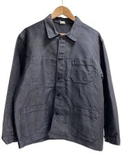 70-80s/フレンチワーク/ライトモールスキンジャケット/カバーオール/3/コットン/BLK