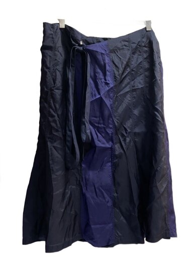 商品画像：キュプラ切替巻きスカート/M/キュプラ/NVY/TO-S054 2