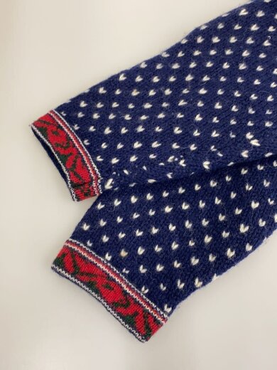 商品画像：90s/BOUVIAC/チロリアンニット/L/ウール/ネイビー/総柄 5