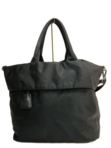 商品画像：ボンバートート/リバーシブル/三角ロゴ/ショルダーバッグ/ナイロン/BLK/無地 1