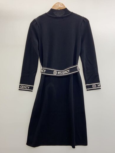 商品画像：ロゴベルト付/ニット長袖ワンピース/38/BLK/無地/TZ-518114// 2
