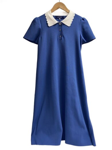 商品画像：半袖ワンピース/38/ポリエステル/BLU/無地/SD-511335 1