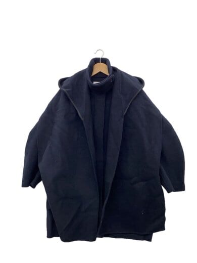 商品画像：フーディーストールコクーンコート/S/ウール/NVY/無地/1222600038-0// 1