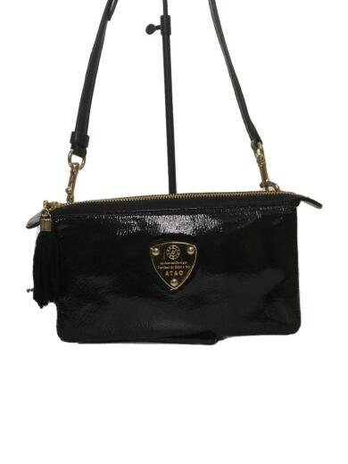 画像：ATAOショルダーバッグ/ブーブー/お財布ポシェット/ロゴ金具/エナメル/ブラック/無地1