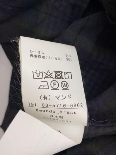 画像：MANDO20ss/カバーオールシャツ/ジャケット/1/レーヨン/ネイビー/チェック/20194-0014