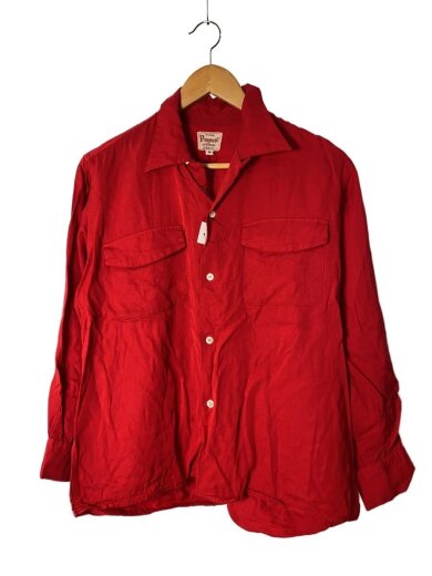 商品画像：PROSPECTOR/開襟シャツ/USA製/長袖シャツ/M/レーヨン/RED 1