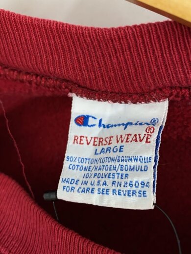 商品画像：90s/reverse weave/刺繍タグ/スウェット/L/コットン/RED/無地 3