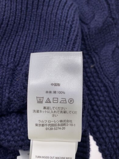 商品画像：ニット・セーター(厚手)/ケーブルニット/L/コットン/NVY/0200011413// 4