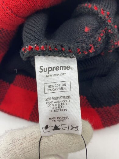 商品画像：ニットキャップ/20FW BIG LOGO BEANIE/コットン/RED/チェック/メンズ 4