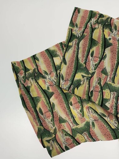 商品画像：半袖シャツ/XL/レーヨン/グリーン/魚柄/SX676// 5