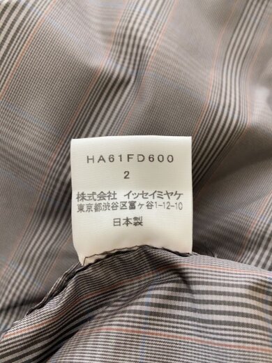 画像：HaaTテーラードジャケット/2/ポリエステル/GRY/チェック/ha61fd6004